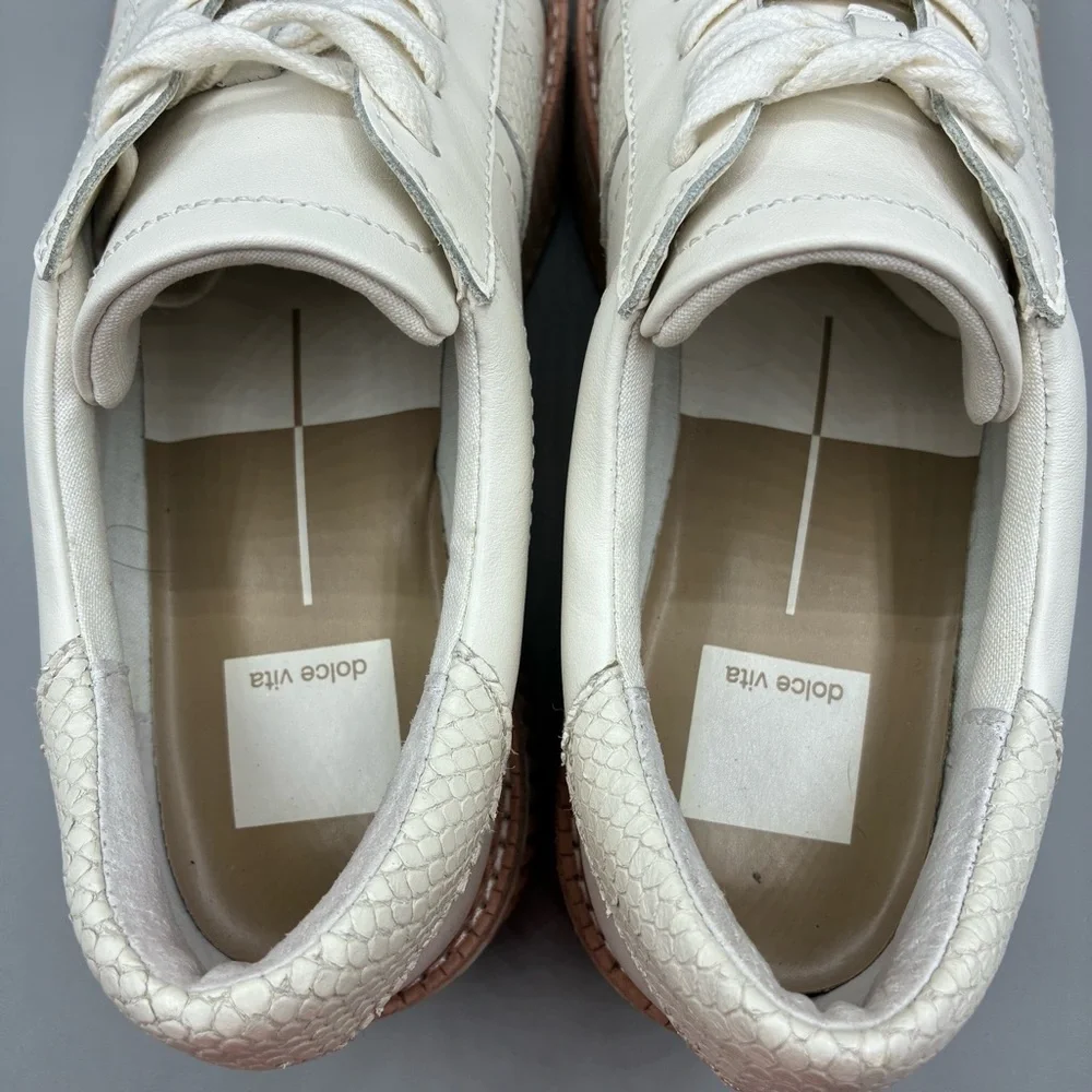 Dolce Vita Tiger Platform Sneakers Women’s 8.5 White Leather Lace Up